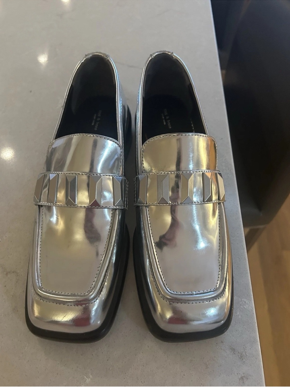 rag & bone Silver Metallic Loafers